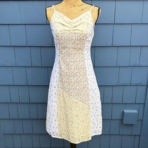 Vintage Olive Branch patchwork lined Floral Patchwork Dress - Cream and White sm